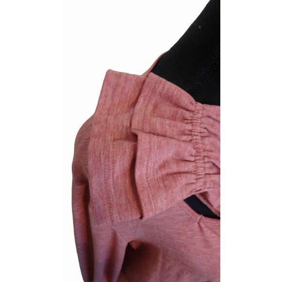 Farysays Women's Ruched V Neck Top Pink Long Sleeve with Ruffle Size XL - Picture 3 of 4